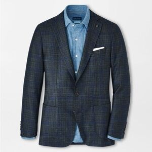 Peter Millar Lacinato Green Blue Findlay Plaid Soft Jacket Blazer Plaid 48R
